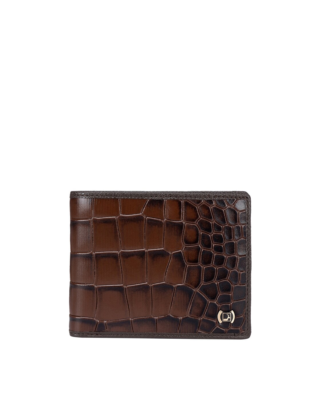 

Da Milano Women Textured Leather Two Fold Wallet, Brown