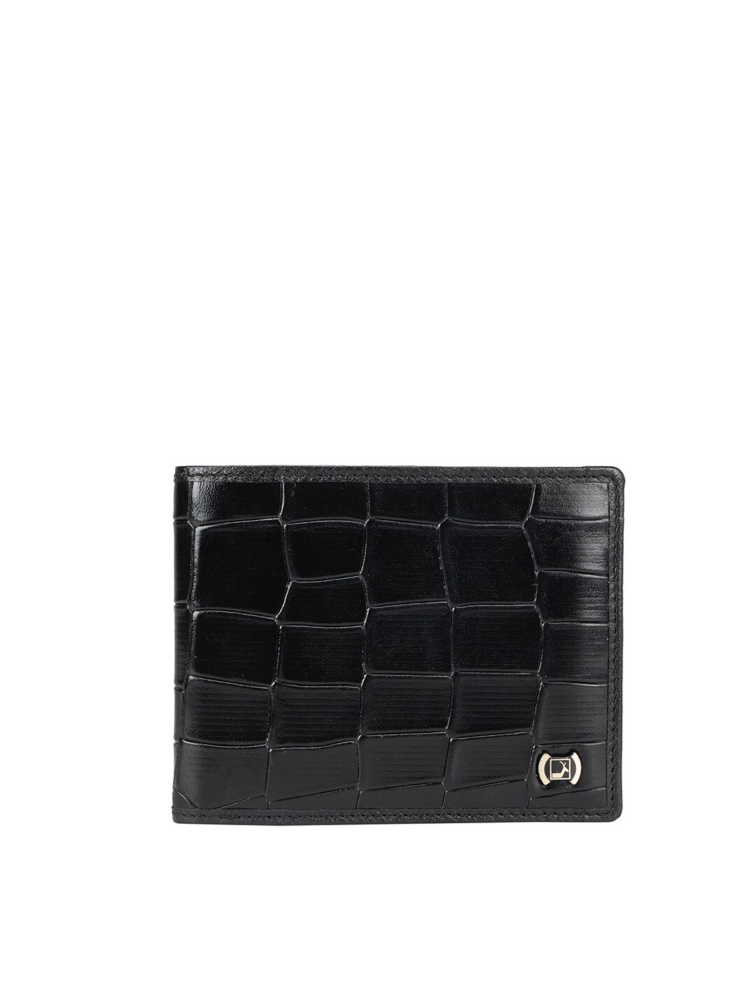 

Da Milano Women Textured Leather Two Fold Wallet, Black