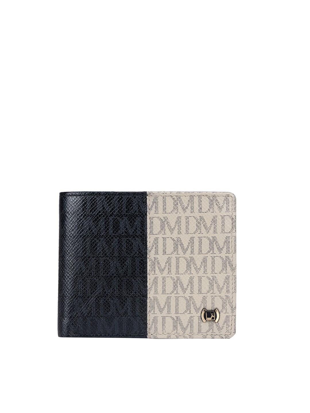 

Da Milano Women Textured Leather Two Fold Wallet, Black
