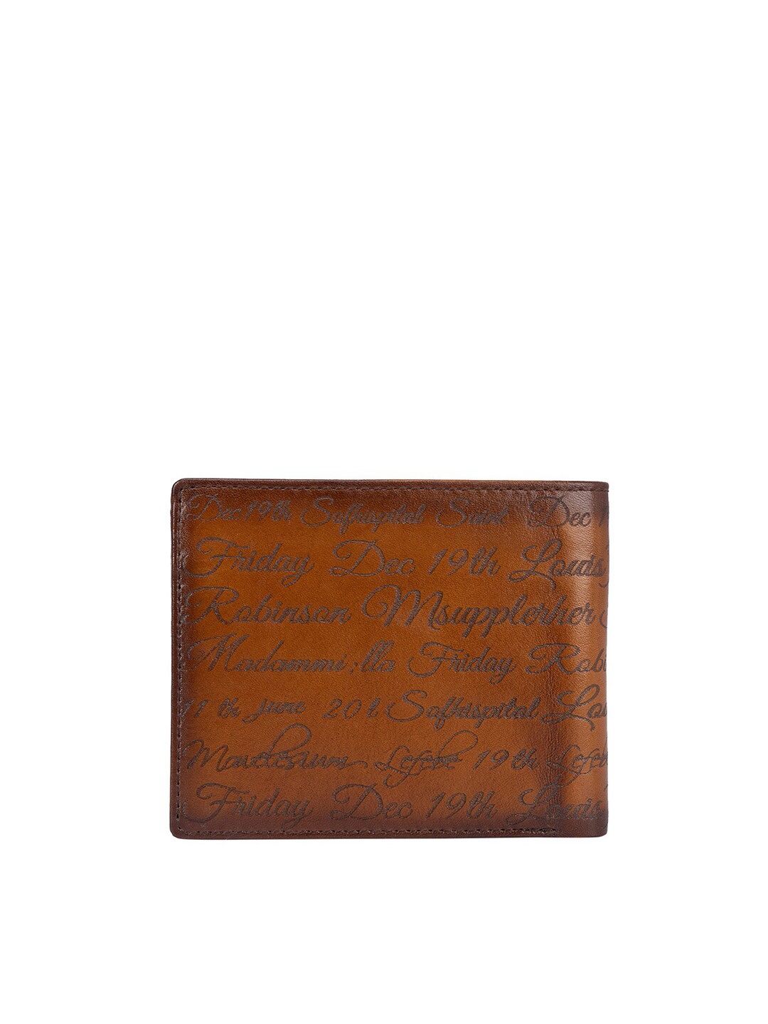 

Da Milano Women Textured Leather Two Fold Wallet, Brown