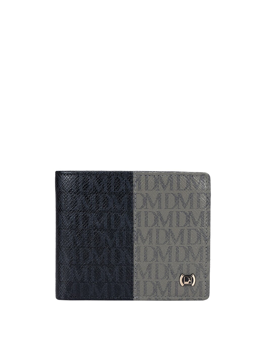 

Da Milano Women Colourblocked Leather Two Fold Wallet, Black