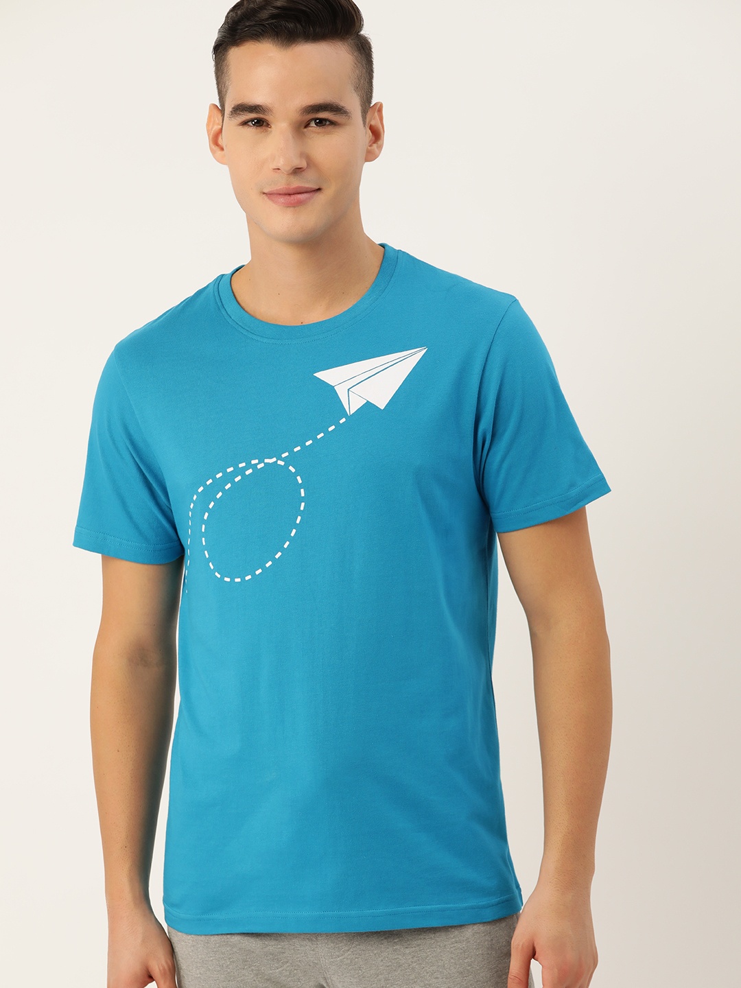 

ETC Men Printed Pure Cotton T-shirt, Blue