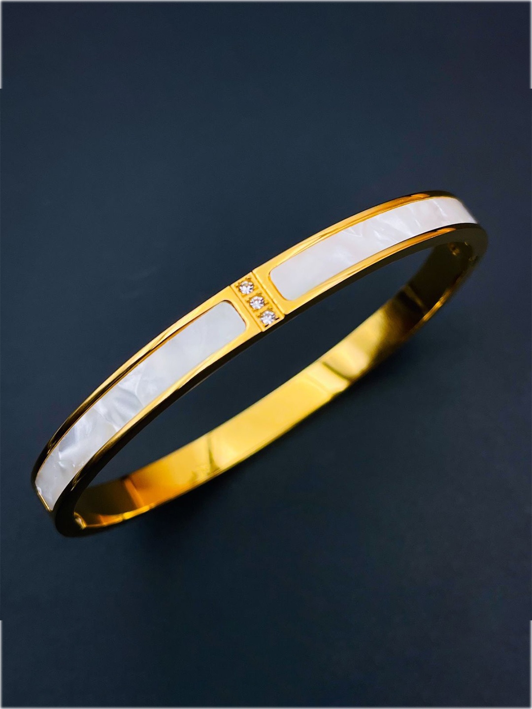 

ZIVOM Cubic Zirconia Gold-Plated Kada Bracelet