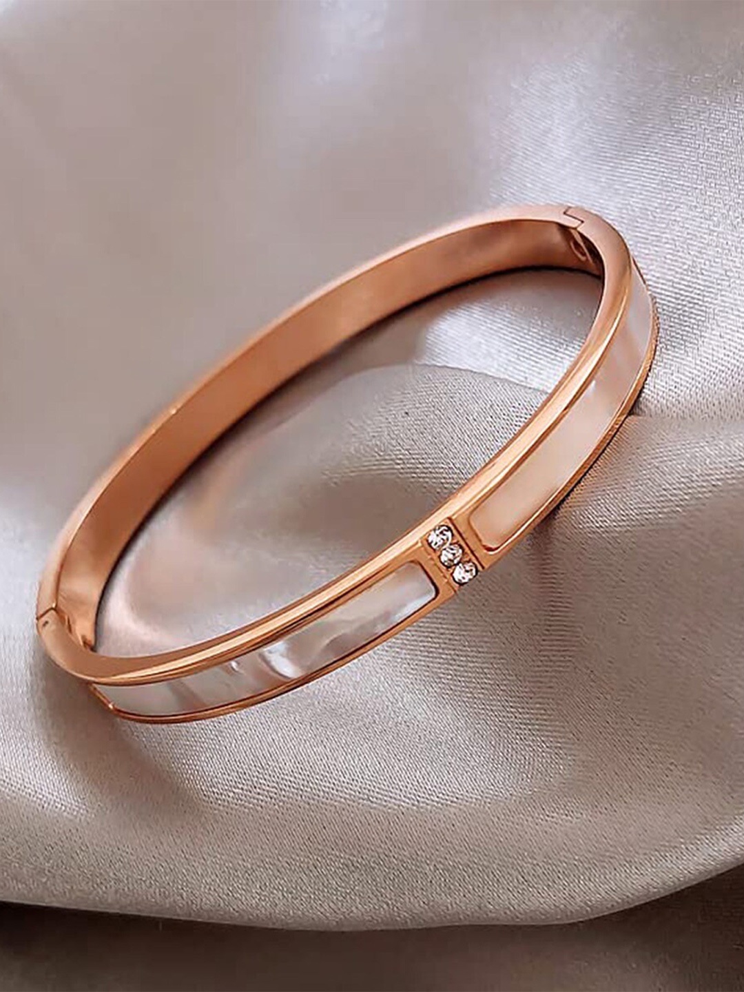 

ZIVOM Rose Gold-Plated Cubic Zirconia Bangle-Style Bracelet