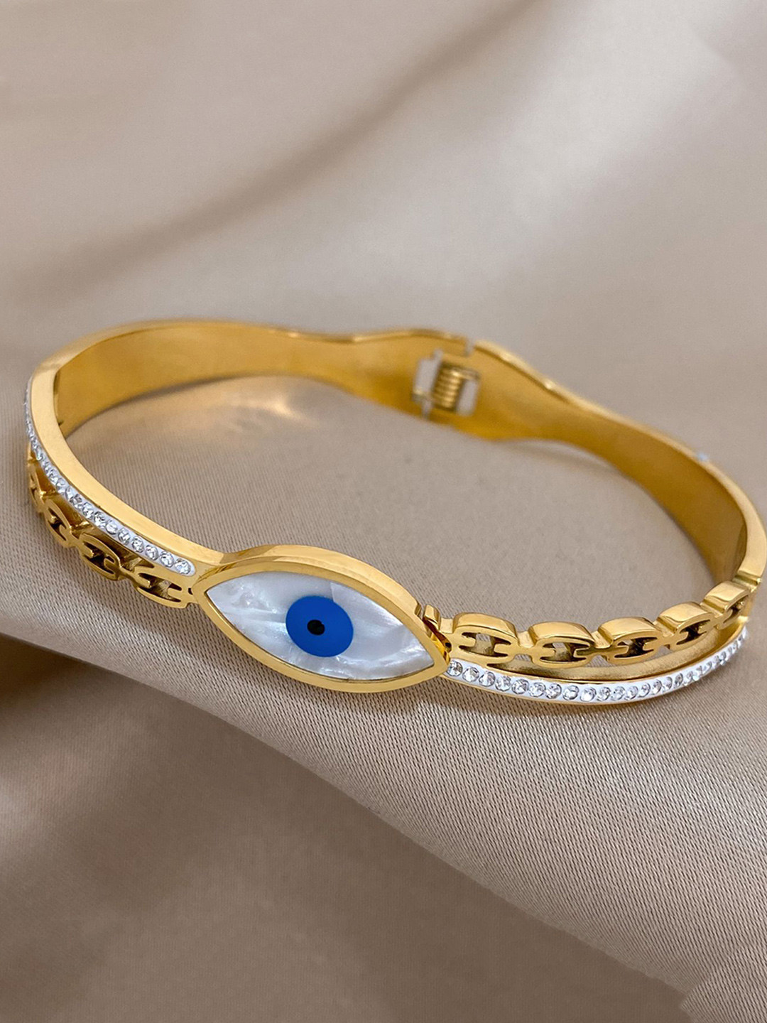 

ZIVOM 18K Gold Gold-Plated Cubic Zirconia Bangle-Style Bracelet