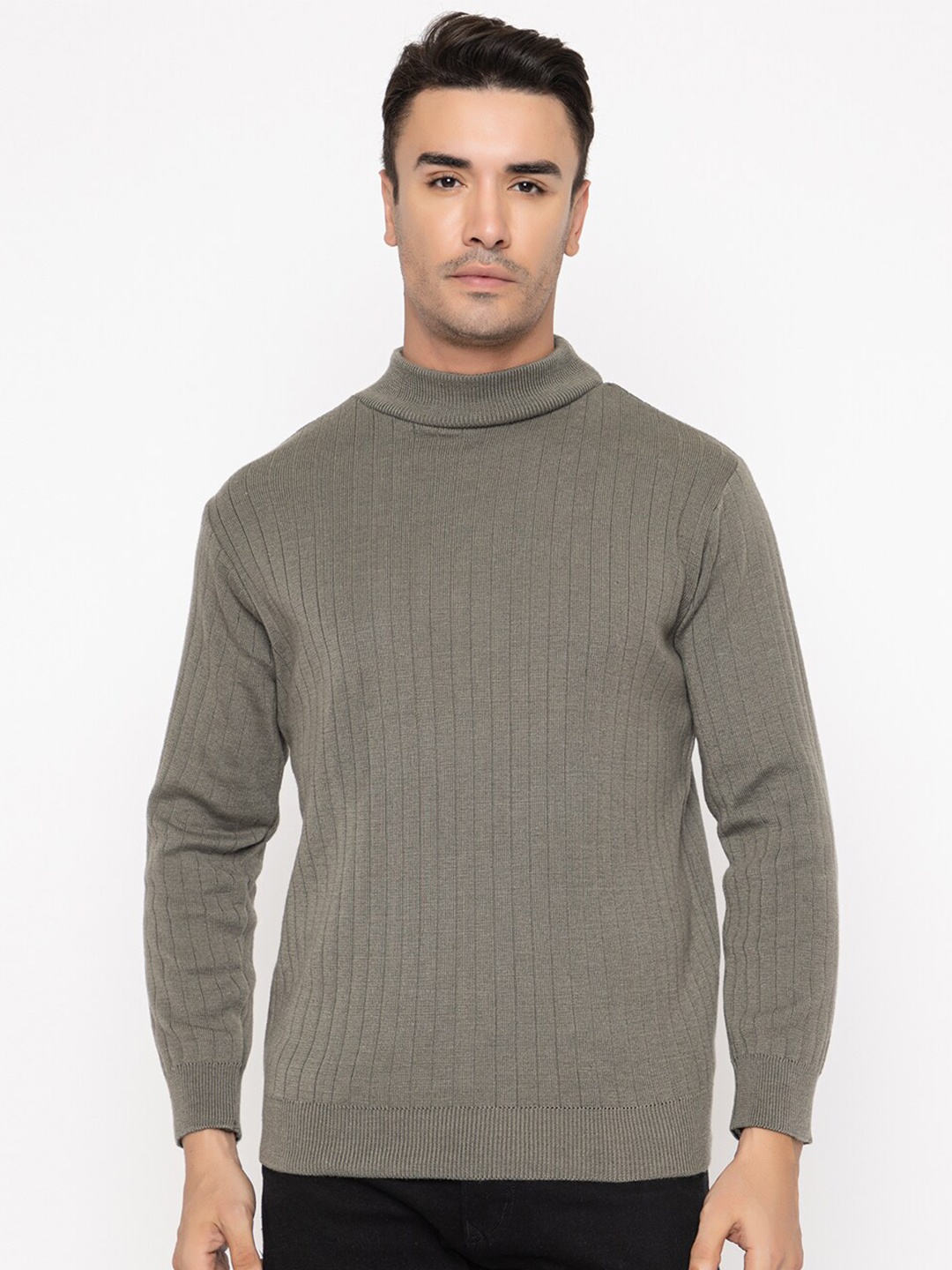

TYSORT Ribbed Turtle Neck Wool Pullover Sweater, Grey
