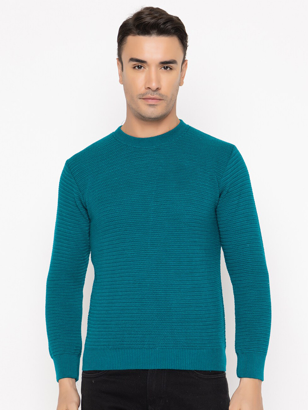 

TYSORT Cable Knit Self Design Wool Pullover Sweater, Teal