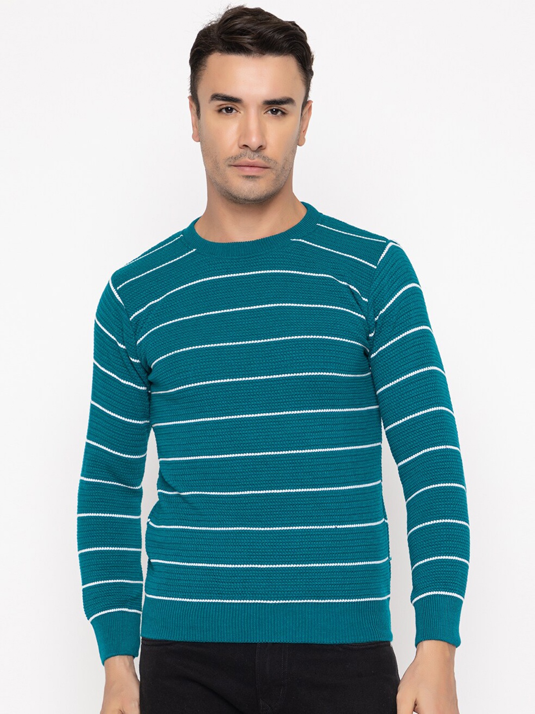 

TYSORT Striped Wool Pullover Sweater, Teal