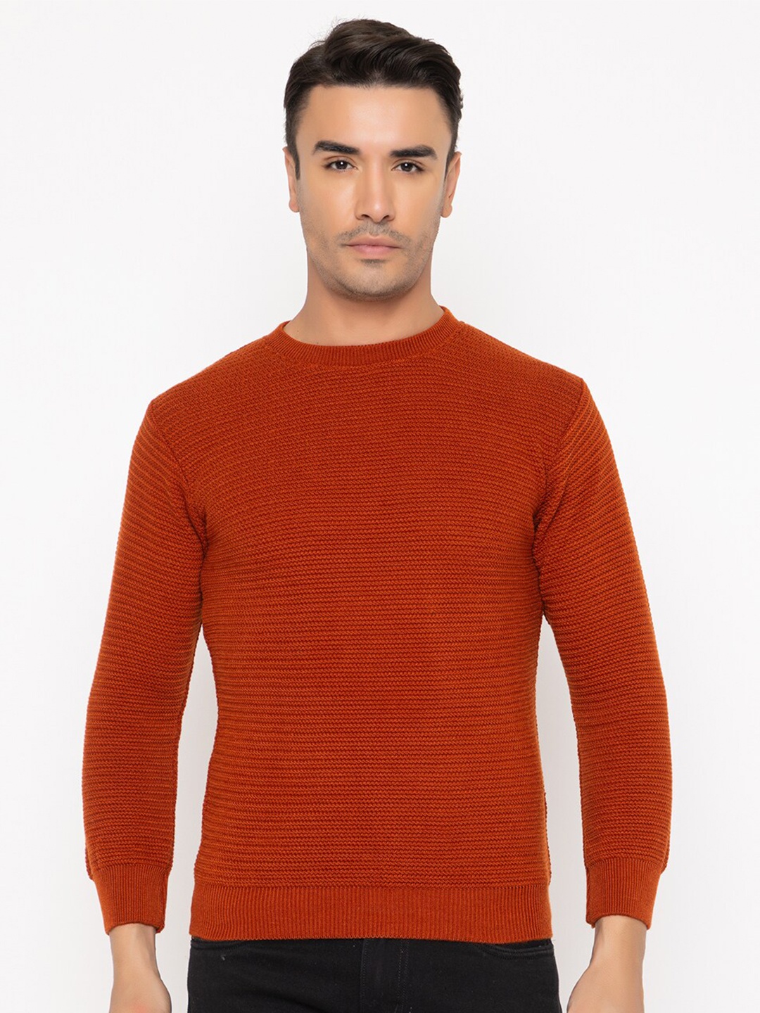 

TYSORT Cable Knit Self Design Wool Pullover Sweater, Red