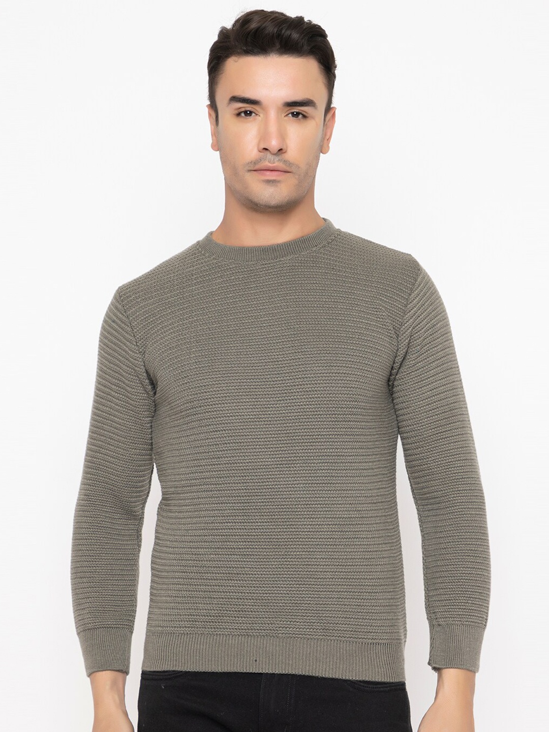 

TYSORT Self Design Cable Knit Wool Pullover, Grey