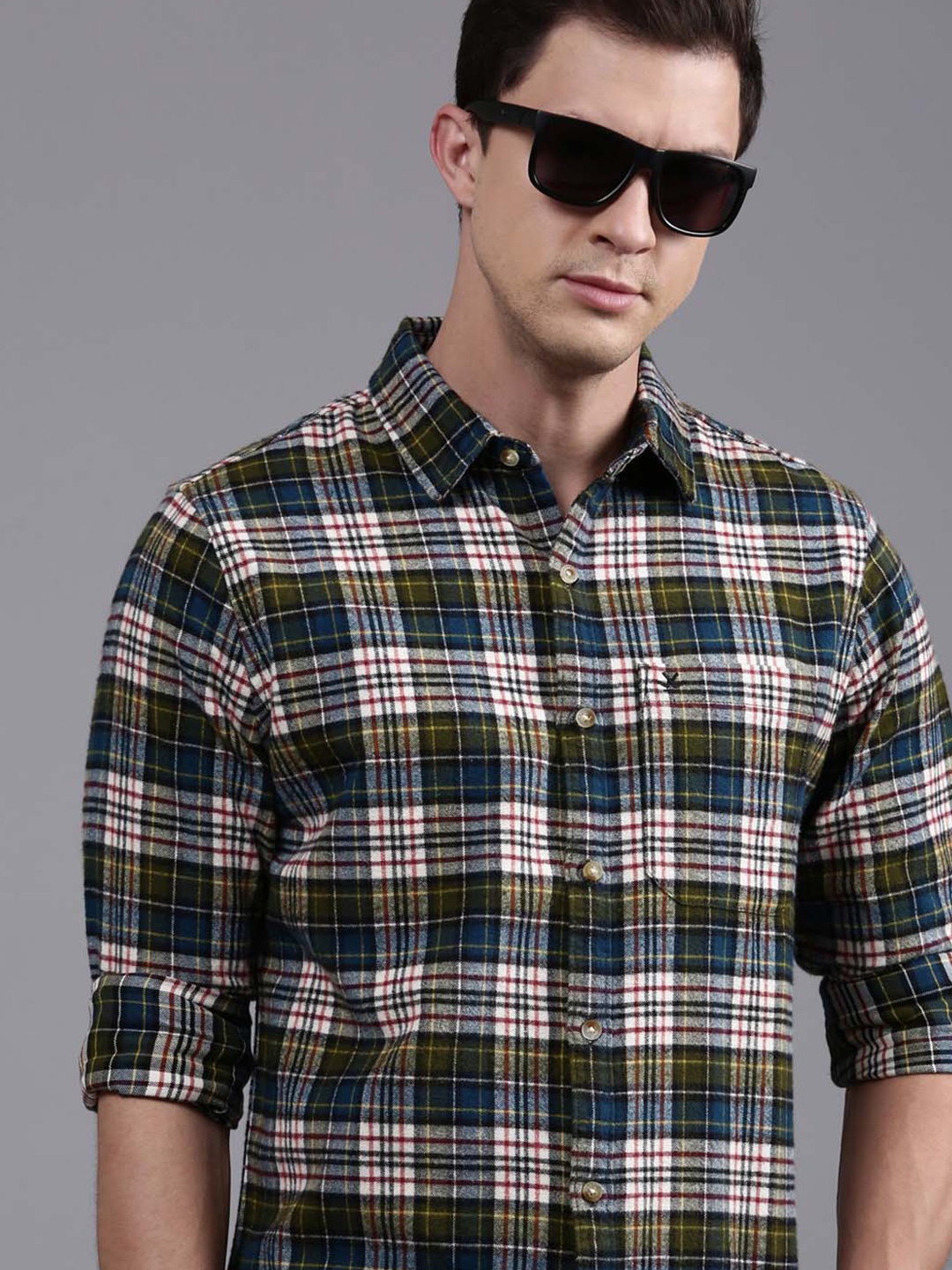 

WROGN Men Pink Custom Tartan Checks Opaque Checked Casual Shirt