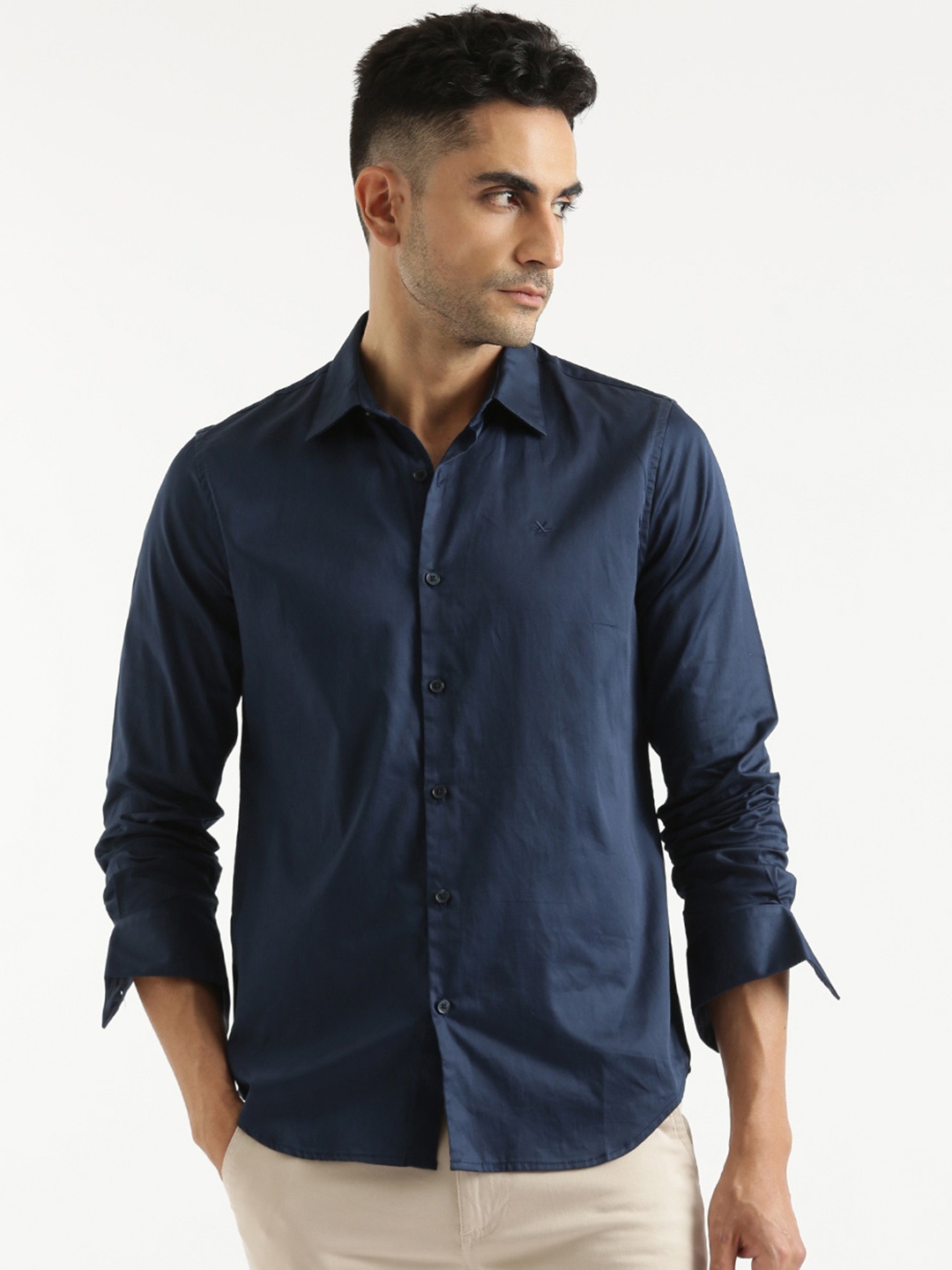 

WROGN Custom Opaque Cotton Casual Shirt, Blue