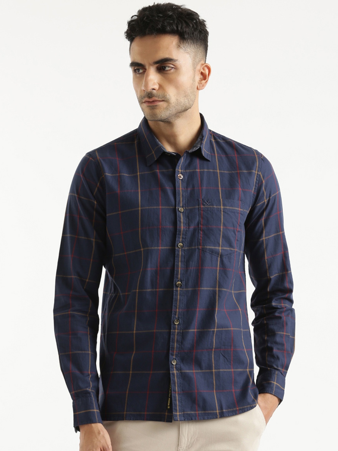 

WROGN Custom Checked Opaque Casual Shirt, Blue