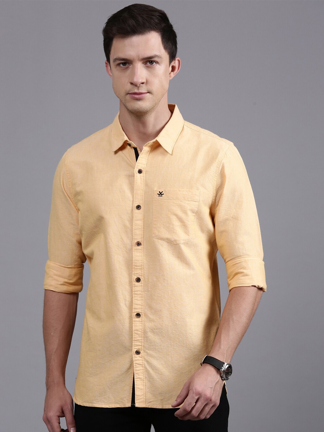 

WROGN Spread Collar Custom Acrylic Casual Shirt, Orange