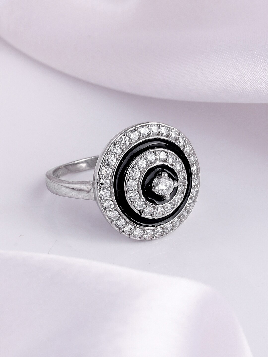 

GIVA 925 Sterling Silver Rhodium-Plated CZ Studded Finger Ring