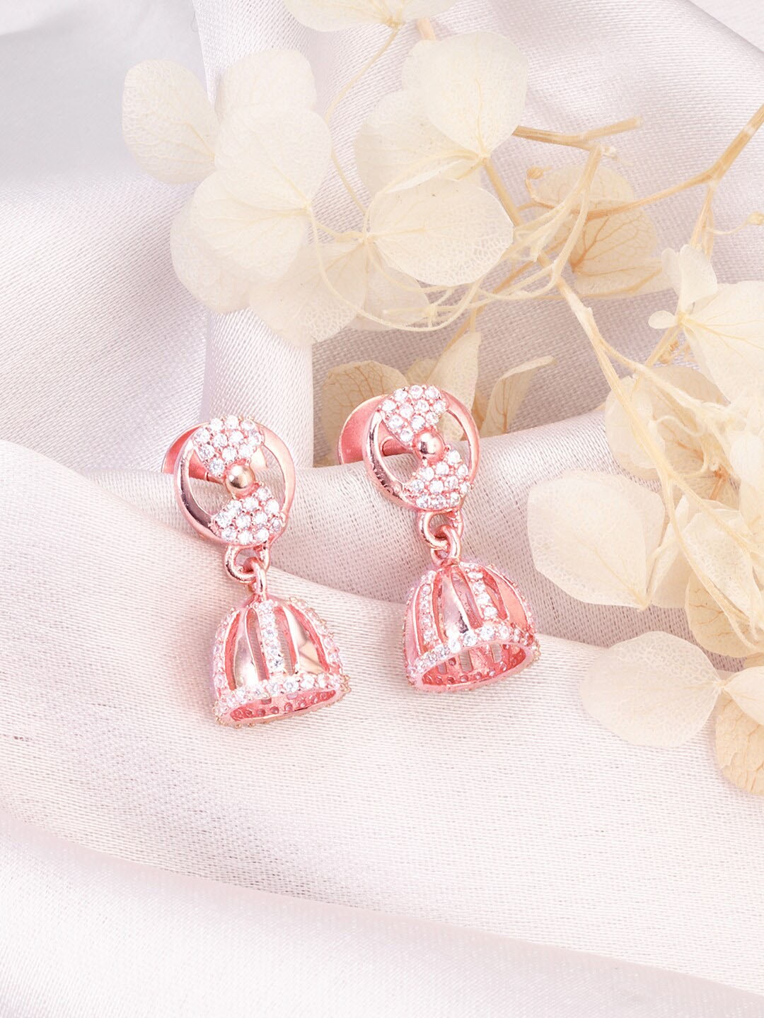 

GIVA Gold-Plated 925 Sterling Silver Dome Shaped Jhumkas, Rose gold