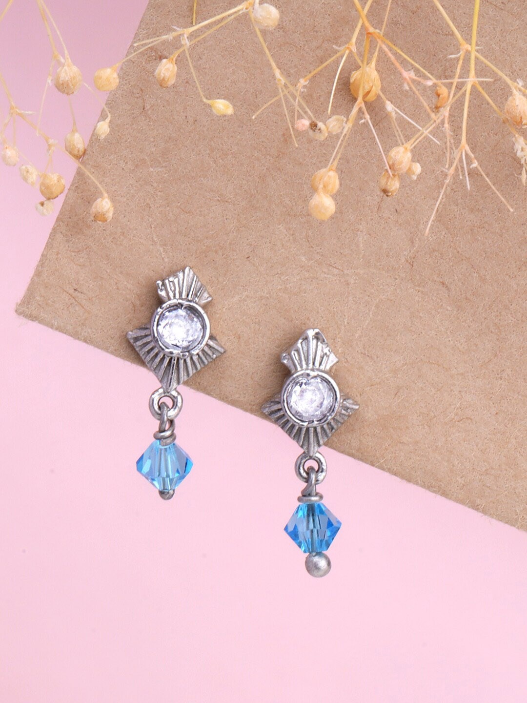 

GIVA 925 Sterling Silver Rhodium-Plated Zircon Studded Contemporary Drop Earrings