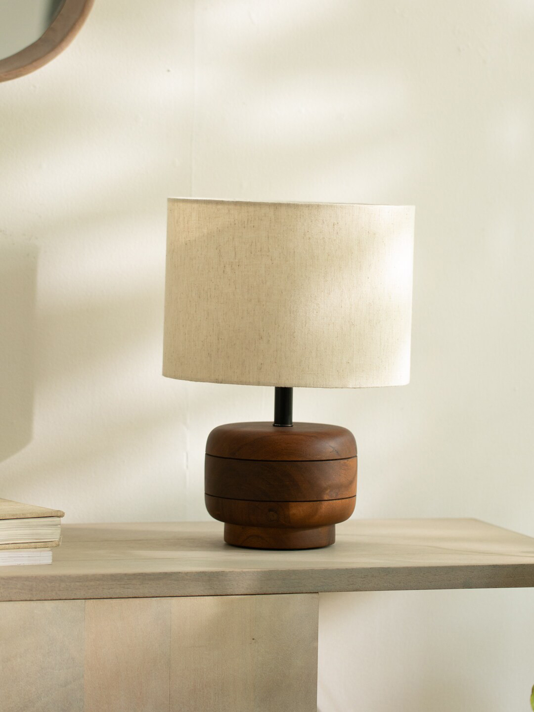 

ellementry Vara Brown & Beige Wooden Table Lamp with Shade