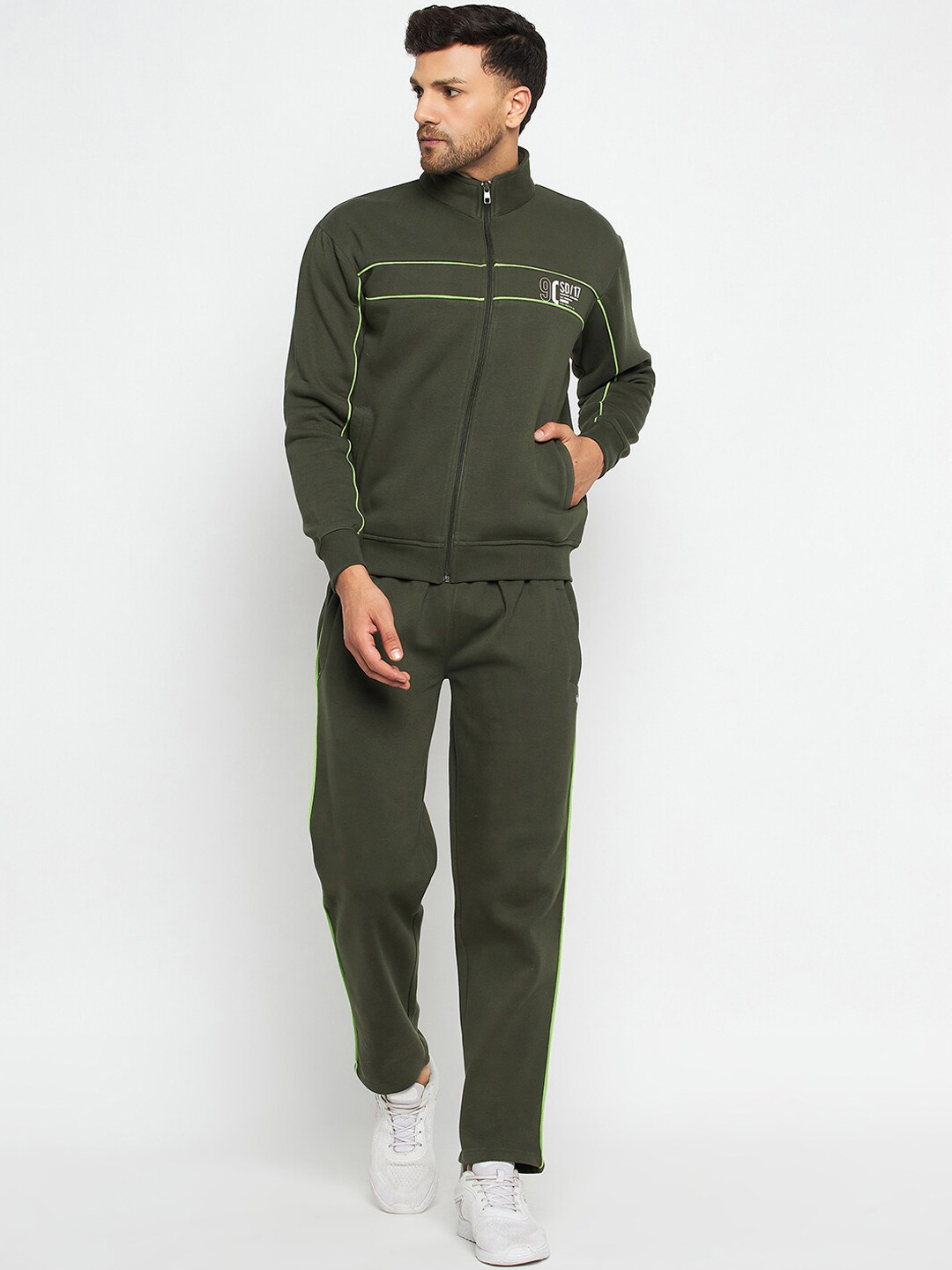

Duke Men Mock Collar Fleece Tracksuit, Green