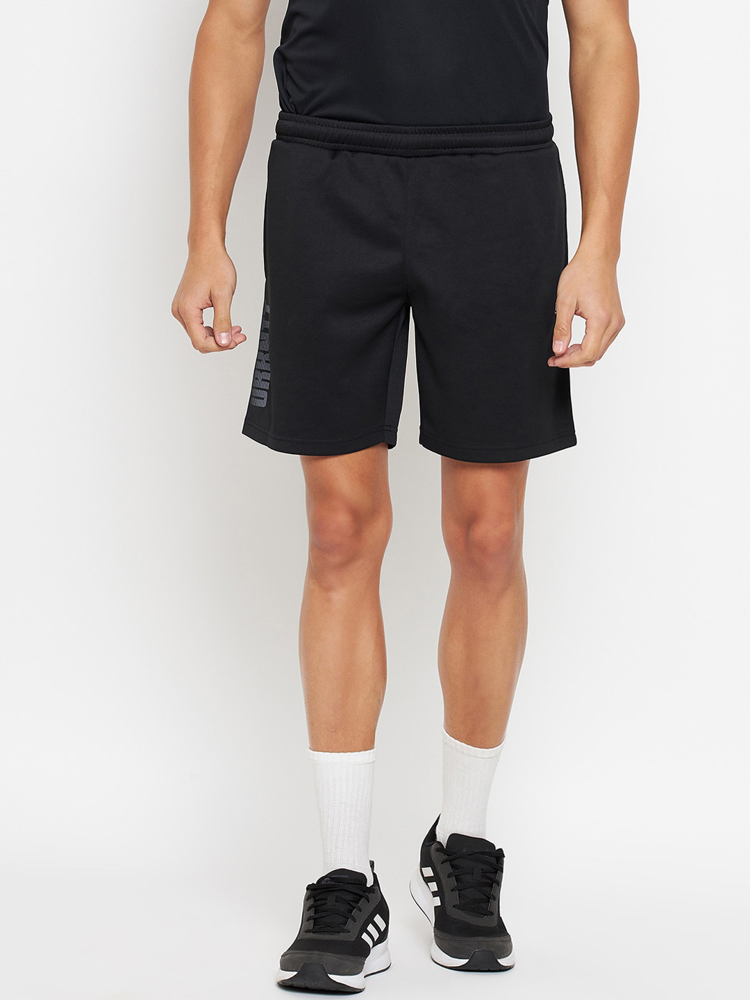 

URKNIT Men Mid-Rise Loose Fit Rapid-Dry Training or Gym Sports Shorts, Black