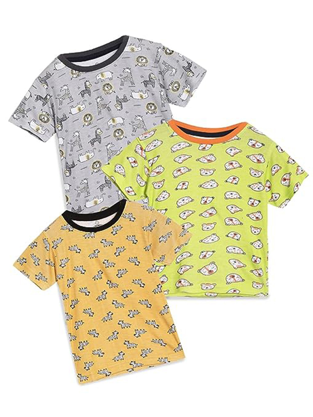 

The Boo Boo Club Infants Pack Of 3 Printed Pure Cotton T-shirt, Yellow