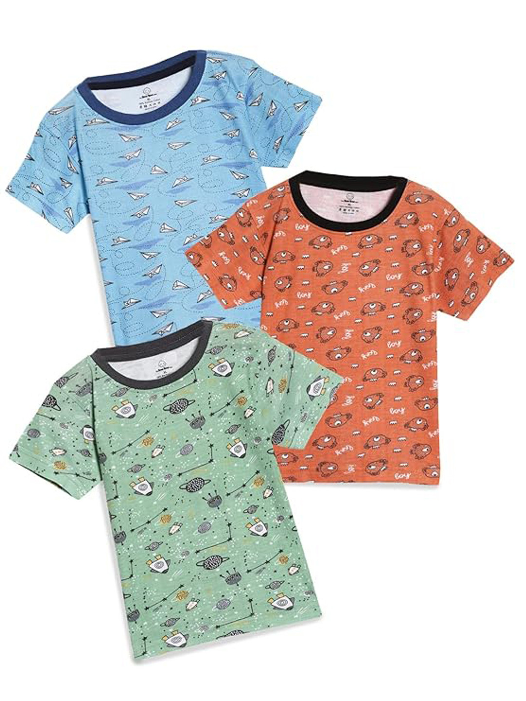 

The Boo Boo Club Infants Pack Of 3 Printed Pure Cotton T-shirt, Orange