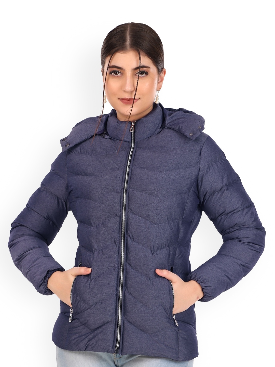 

Brazo Women Hooded Lightweight Puffer Jacket, Blue