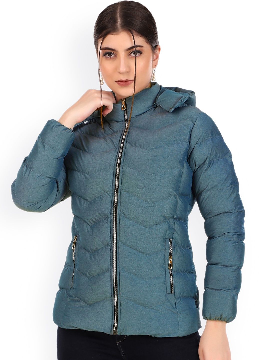 

Brazo Women Hooded Lightweight Puffer Jacket, Green