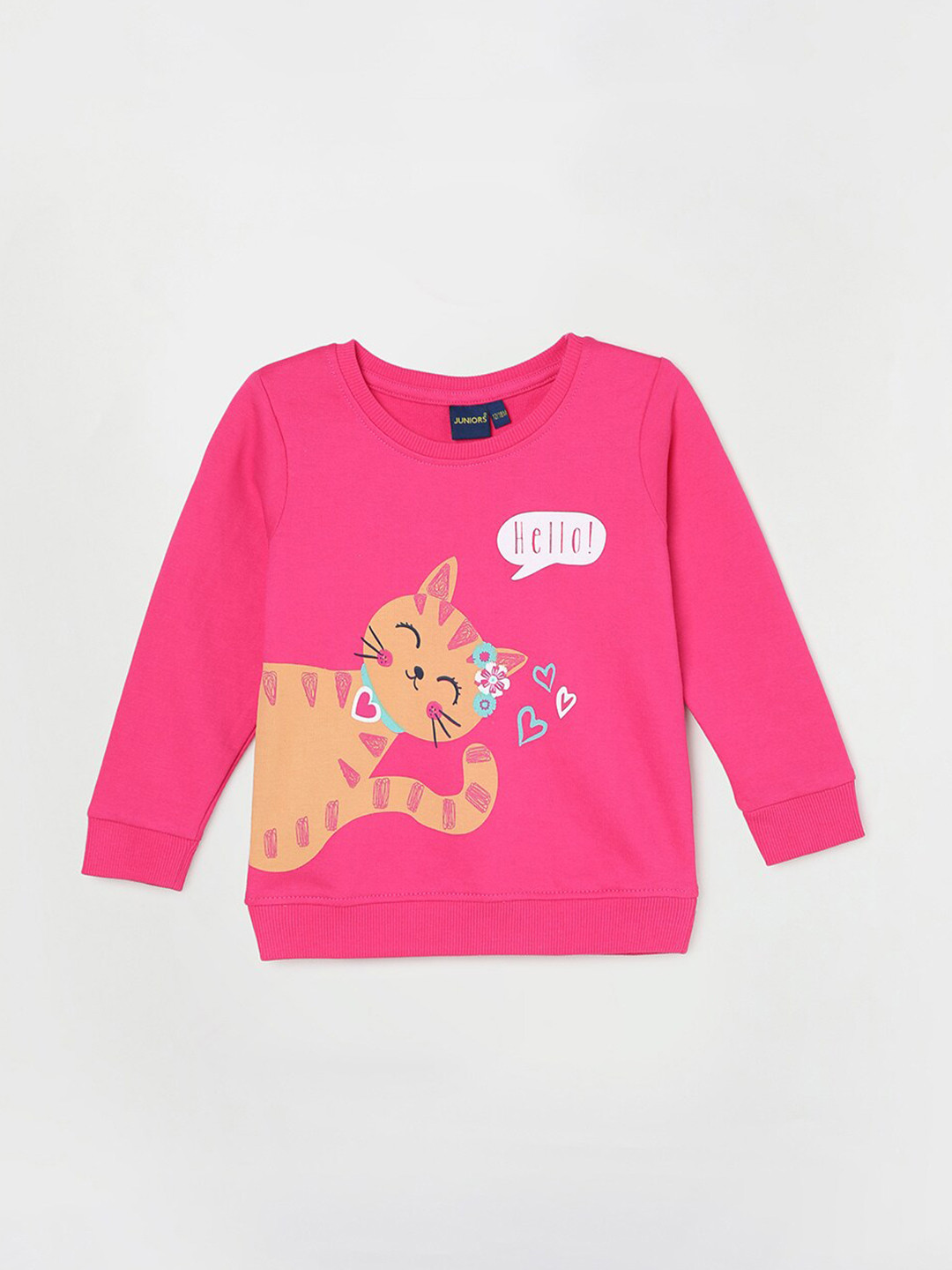 

Juniors by Lifestyle Infant Girls Graphic Printed Long Sleeves Pure Cotton Pullover, Pink