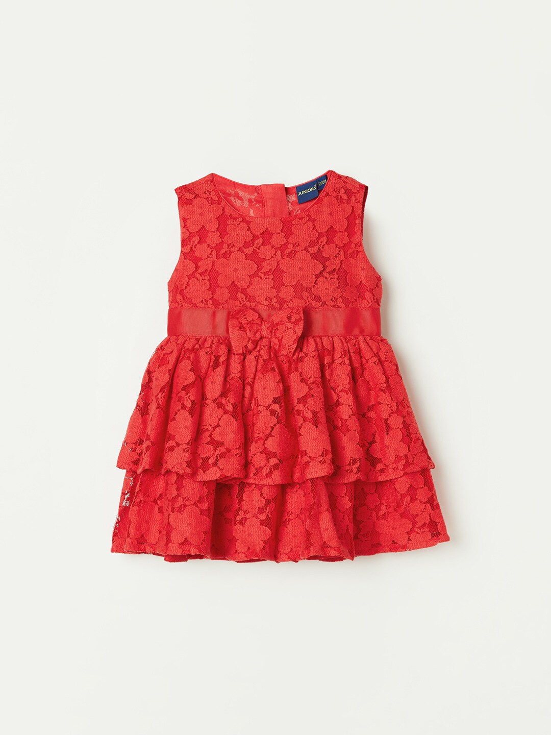 

Juniors by Lifestyle Girls Self Design Sleeveless Bow Fit & Flare Cotton Dress, Red