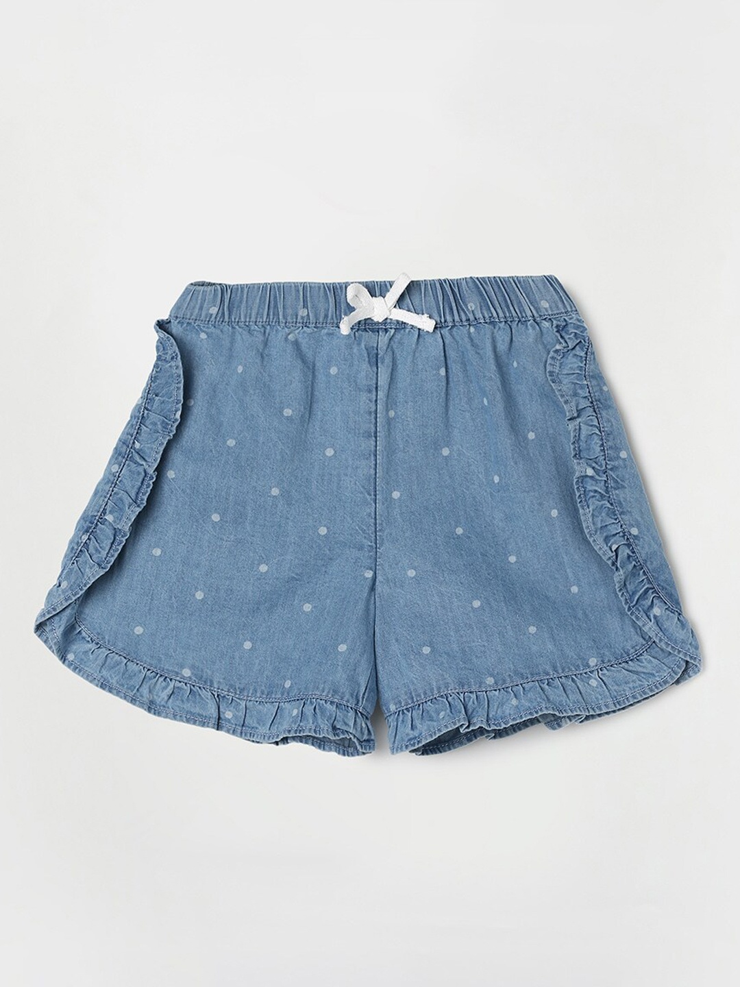 

Juniors by Lifestyle Girls Washed Ruffled Pure Cotton Denim Shorts, Blue