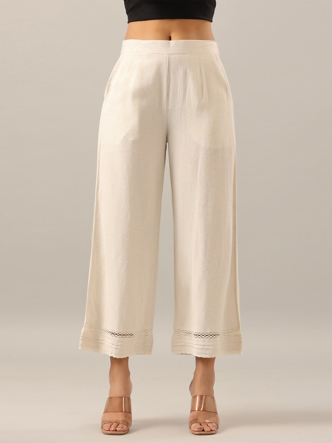 

Juniper Hem Design Flared Palazzos, Off white