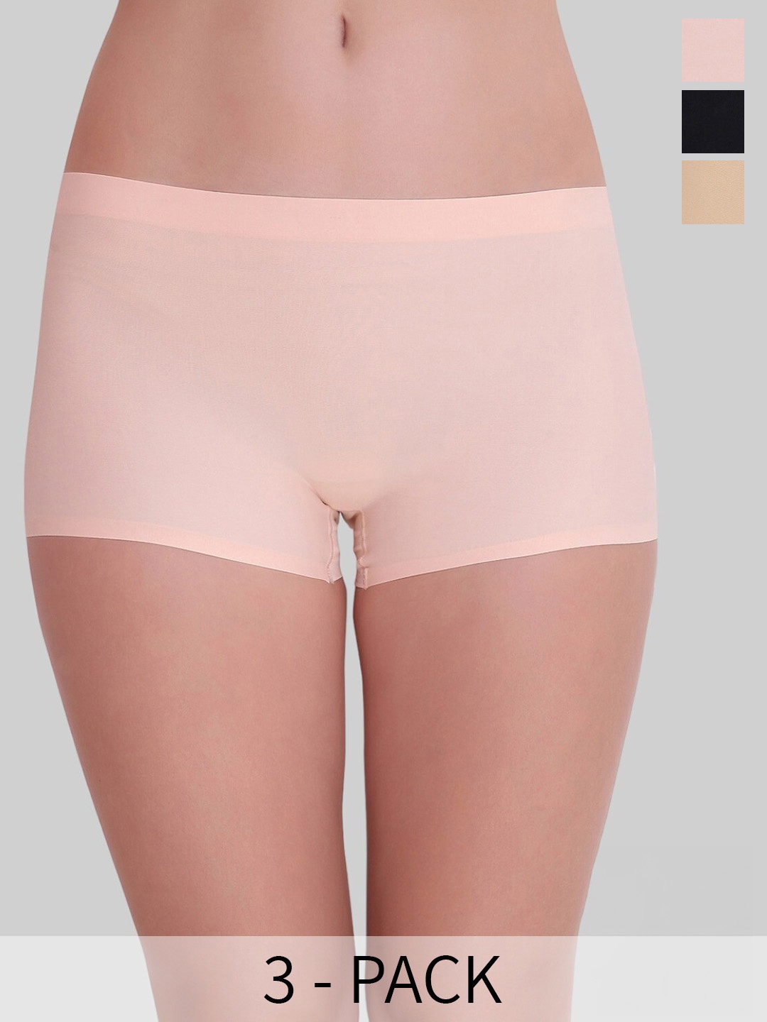 

PLUMBURY Pack Of 3 Seamless Boy Shorts Briefs, Pink