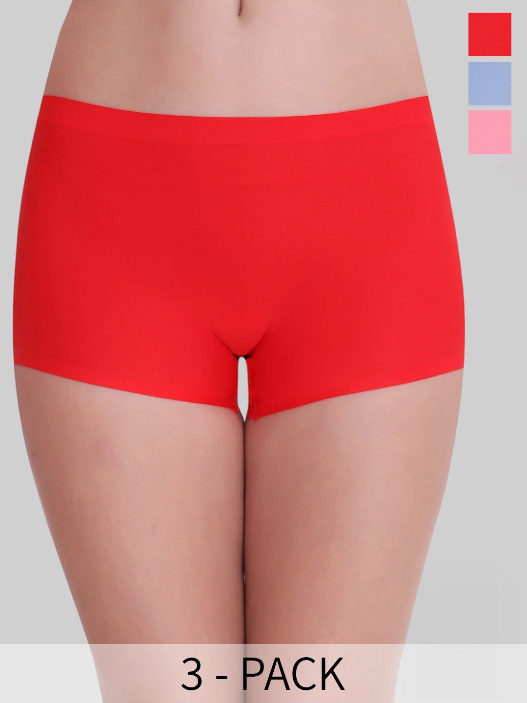 

PLUMBURY Pack of 3 Seamless Boy Shorts, Red