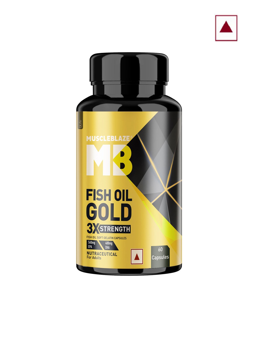 

MuscleBlaze Omega-3 Fish Oil Gold Capsules 1250mg - 60 Capsules, Yellow
