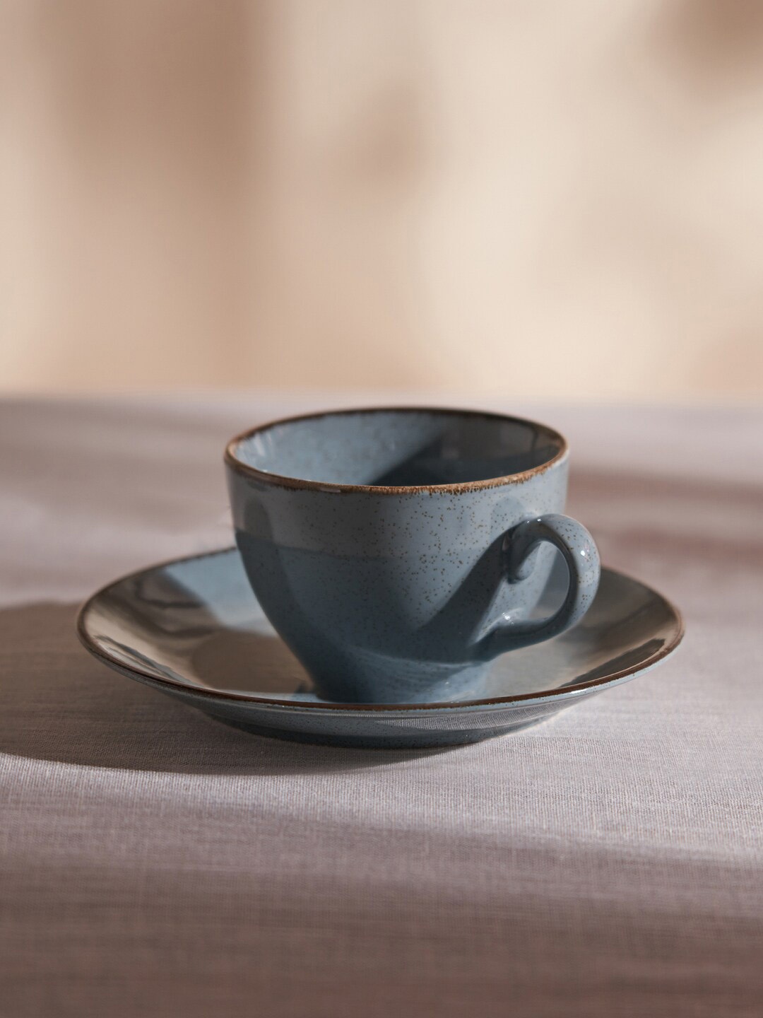 

Pure Home and Living Blue 6-Pieces Solid Porcelain Matte Cups and Saucers 300 ml