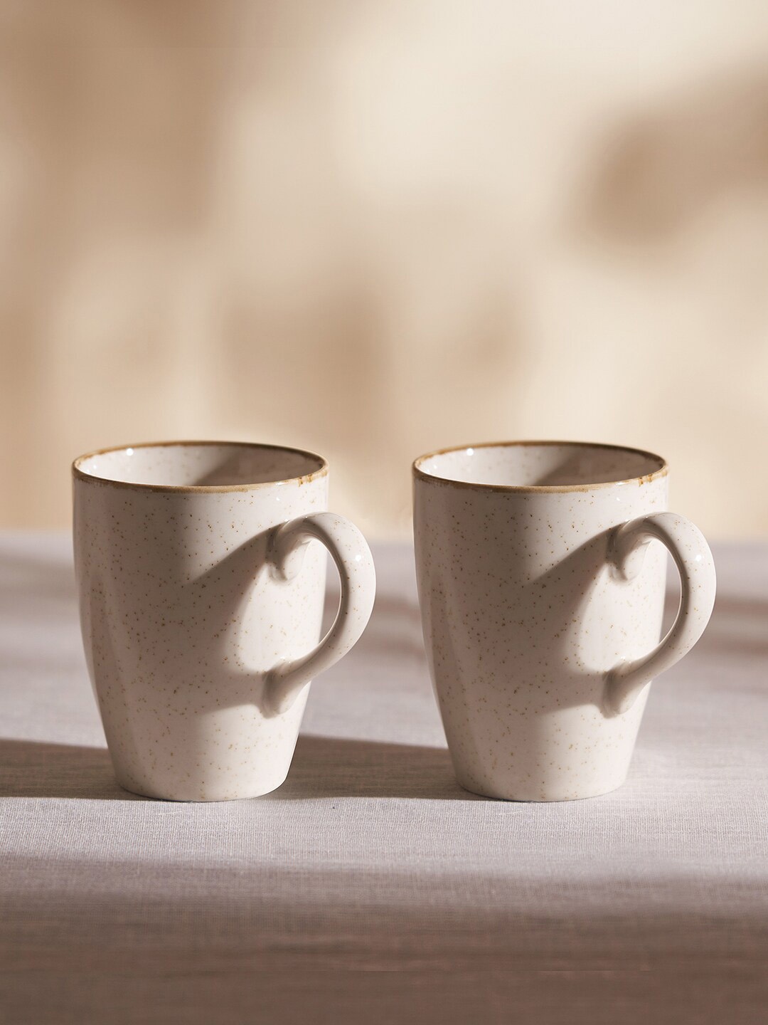 

Pure Home and Living Beige 2-Pieces Printed Porcelain Matte Mugs 300 ml
