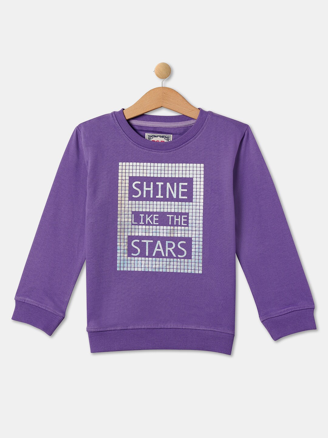 

R&B Girls Typography Printed Cotton Pullover, Purple