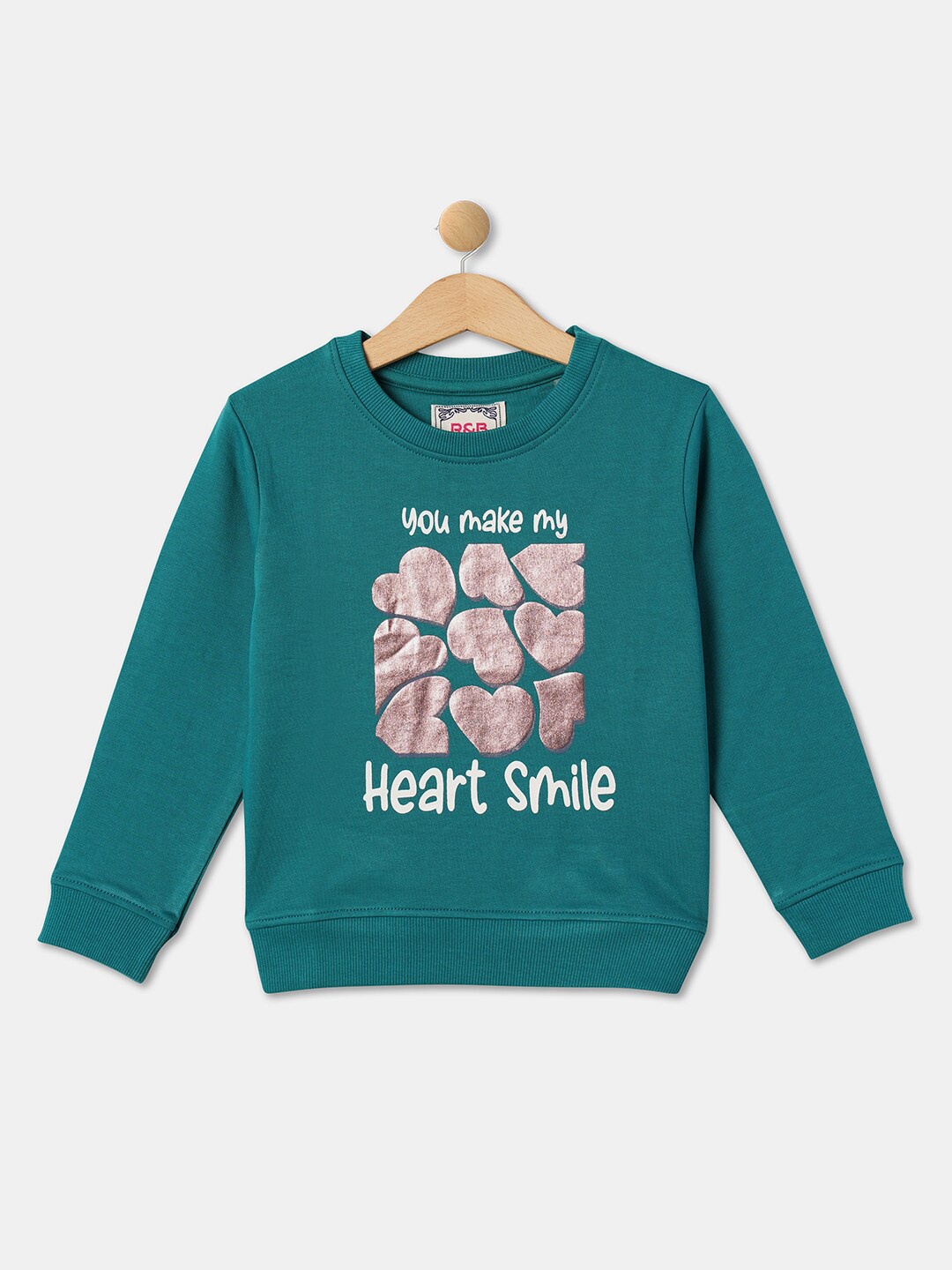 

R&B Girls Printed Cotton Sweatshirt, Blue