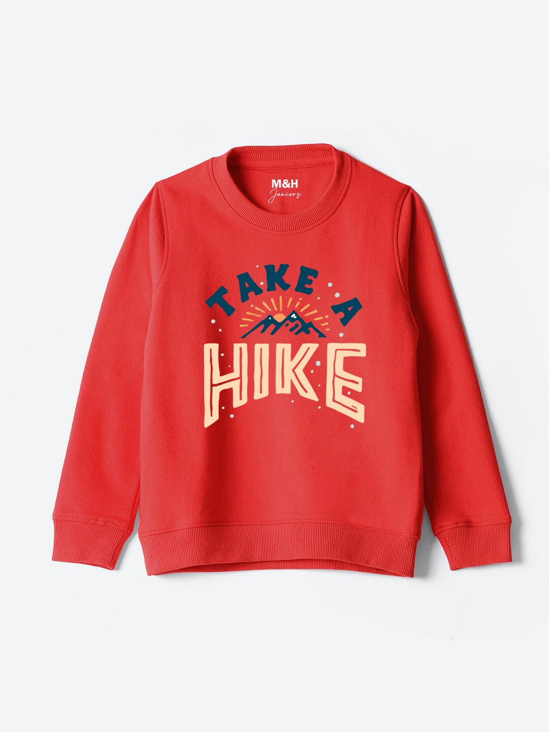 

M&H Juniors Boys Typography Printed Round Neck Sweatshirt, Red