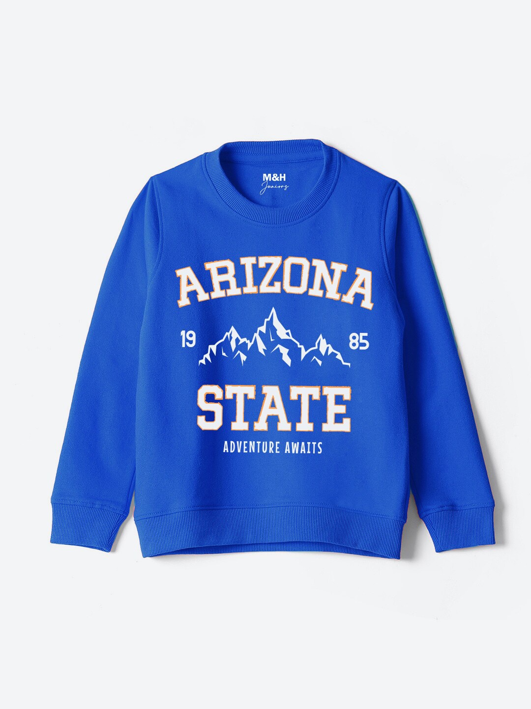 

M&H Juniors Boys Typography Printed Round Neck Sweatshirt, Blue