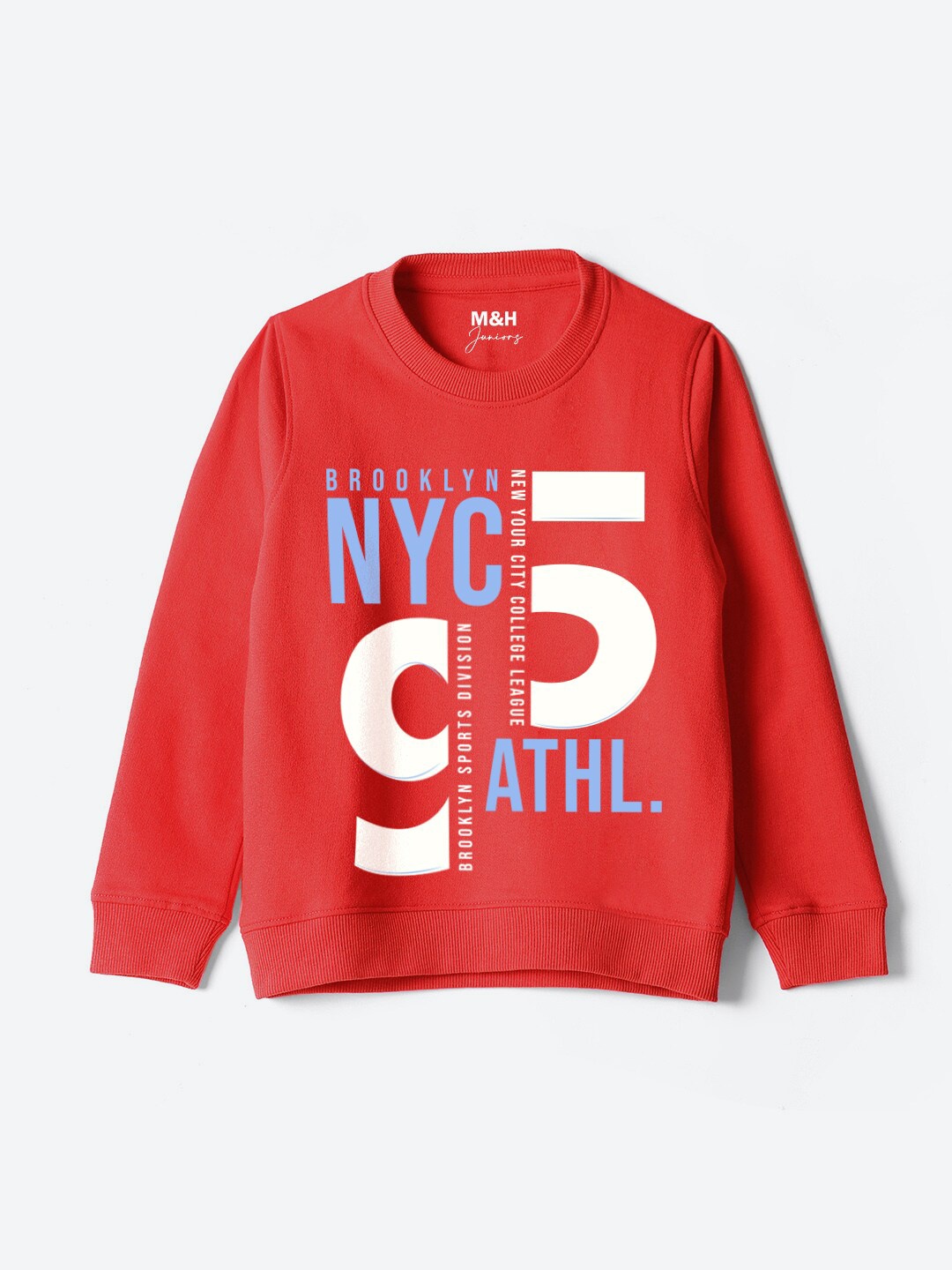 

M&H Juniors Boys Typography Printed Round Neck Sweatshirt, Red