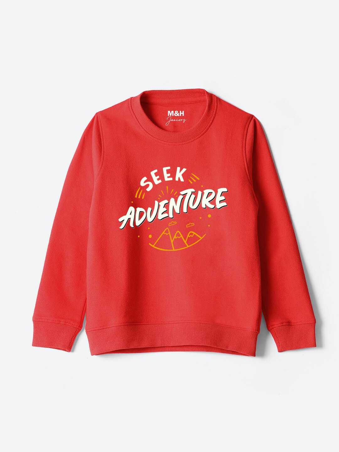 

M&H Juniors Boys Typography Printed Round Neck Sweatshirt, Red
