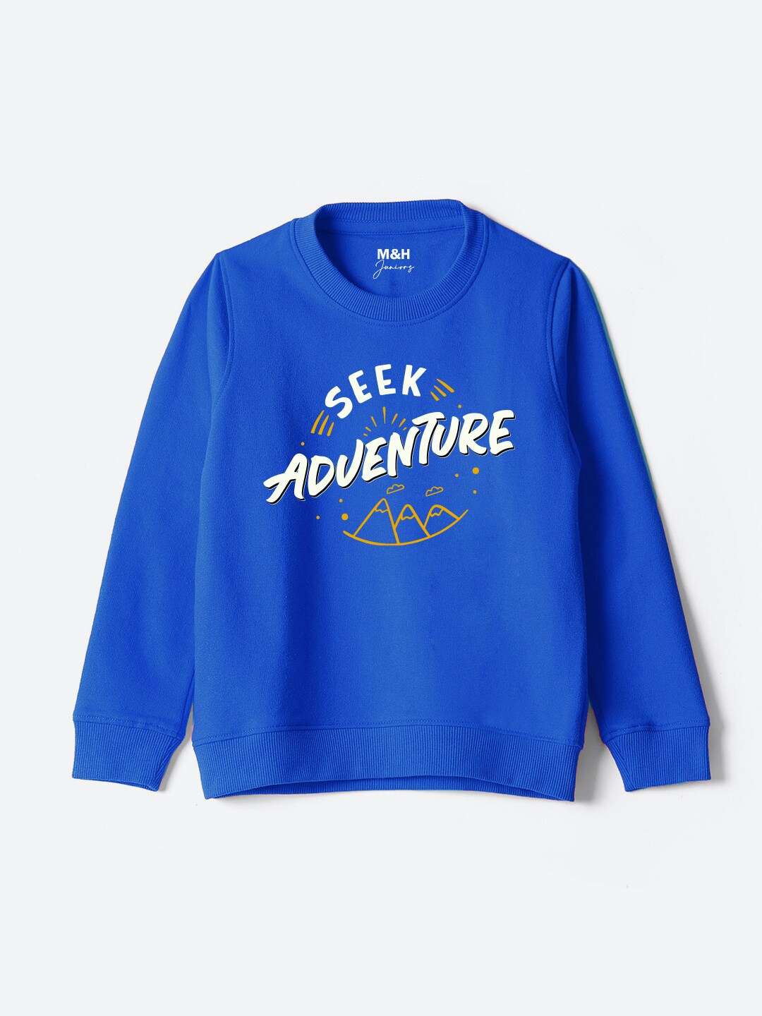 

M&H Juniors Boys Typography Printed Round Neck Sweatshirt, Blue
