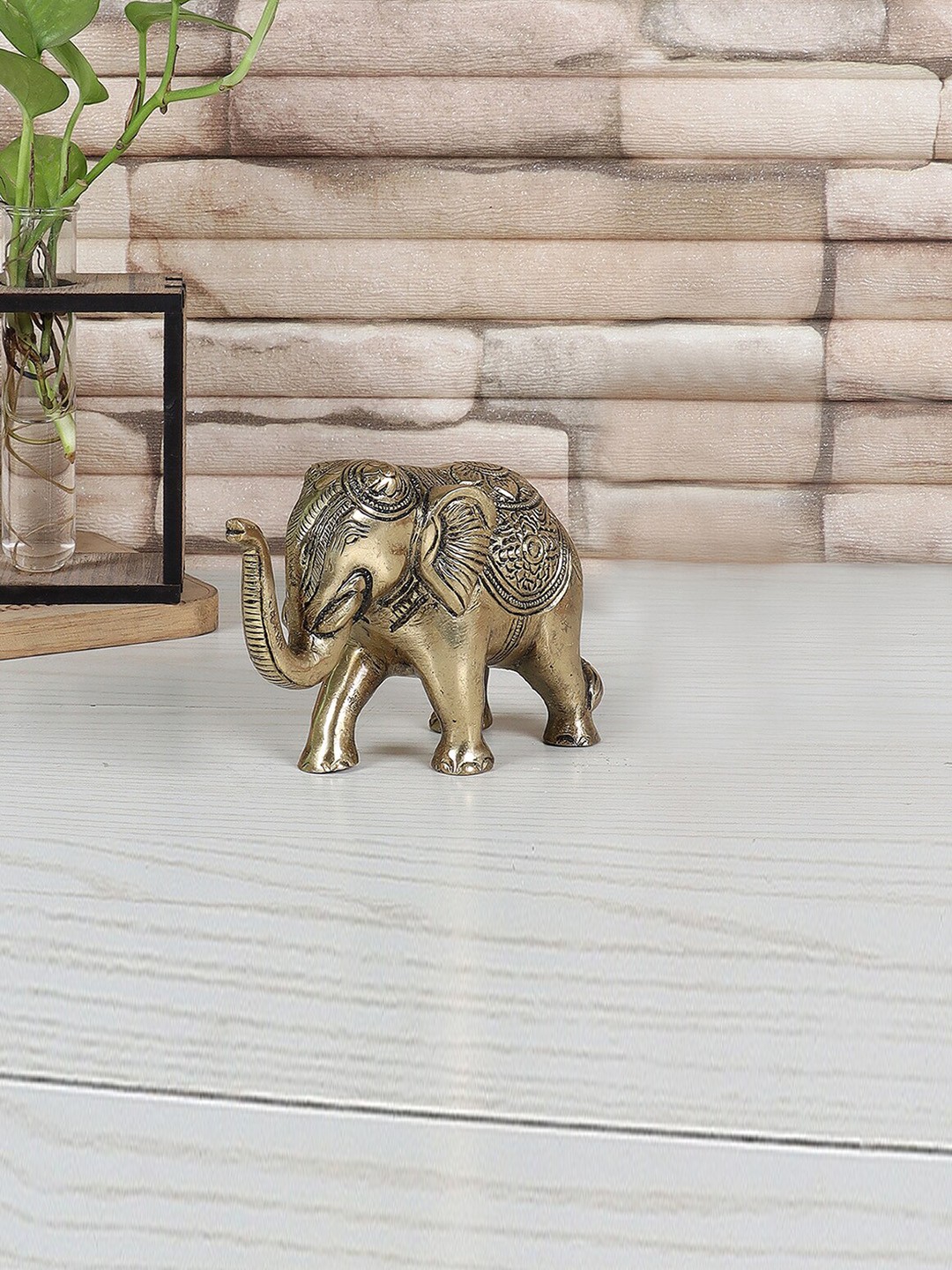 

Two Moustaches Gold-Toned Textured Elephant Showpiece