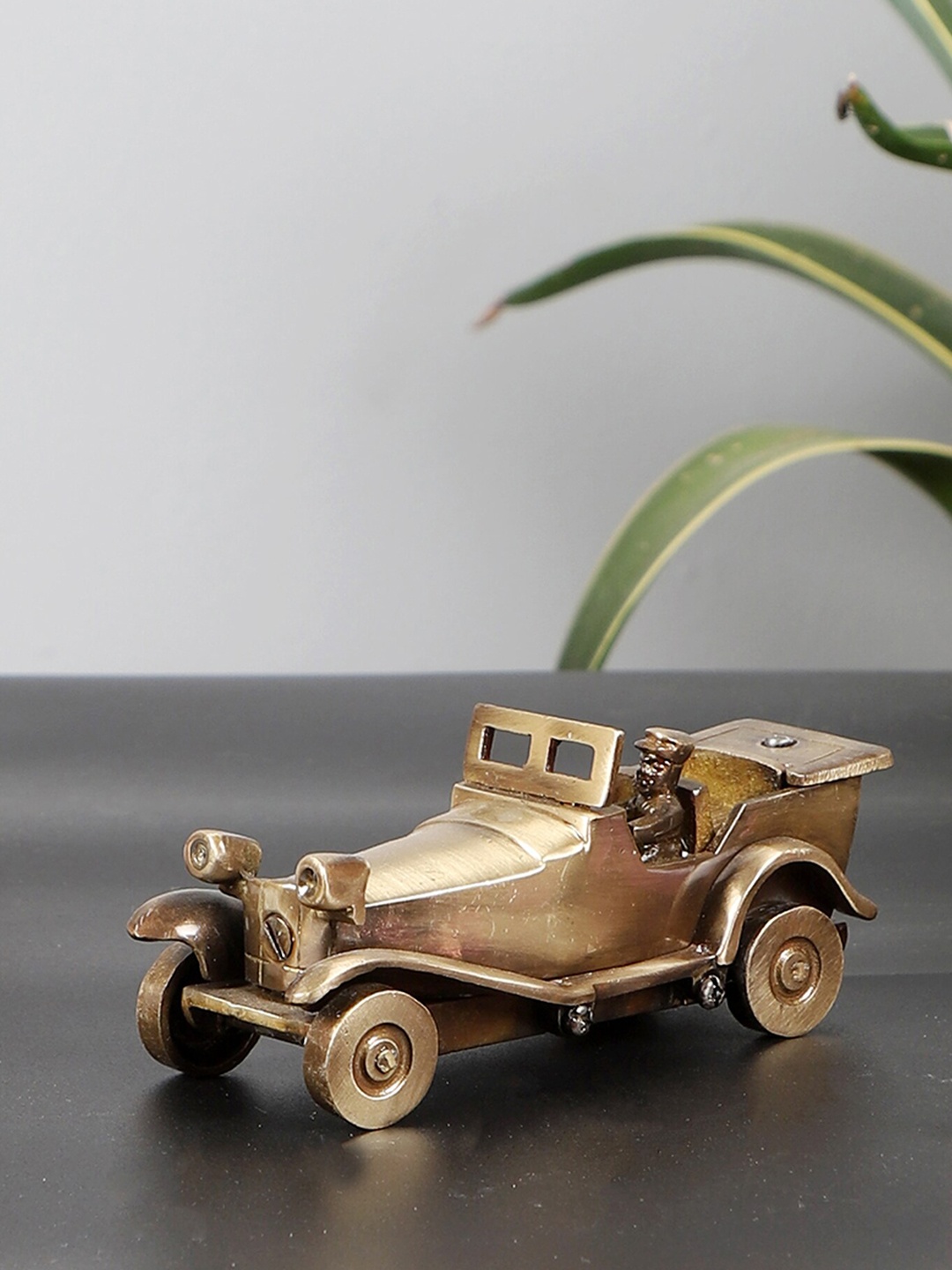 

Two Moustaches Antique Brown Textured Vinatage Motor Car Brass Figurine Showpiece