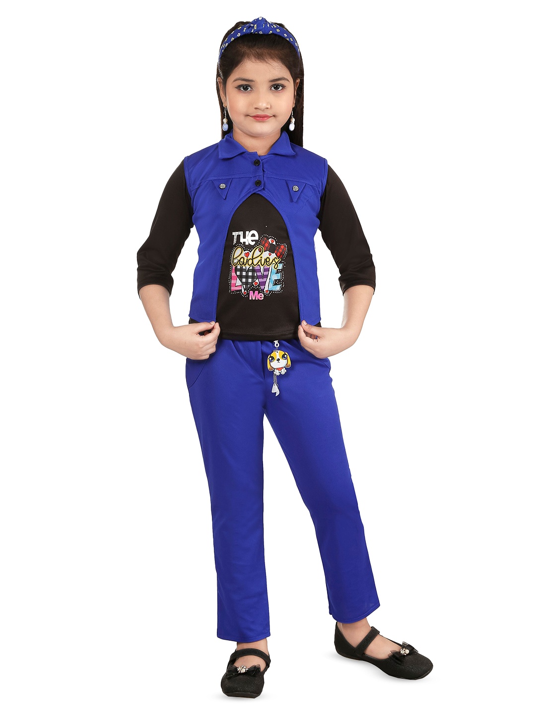 

BAESD Girls Printed Top With Trousers, Blue