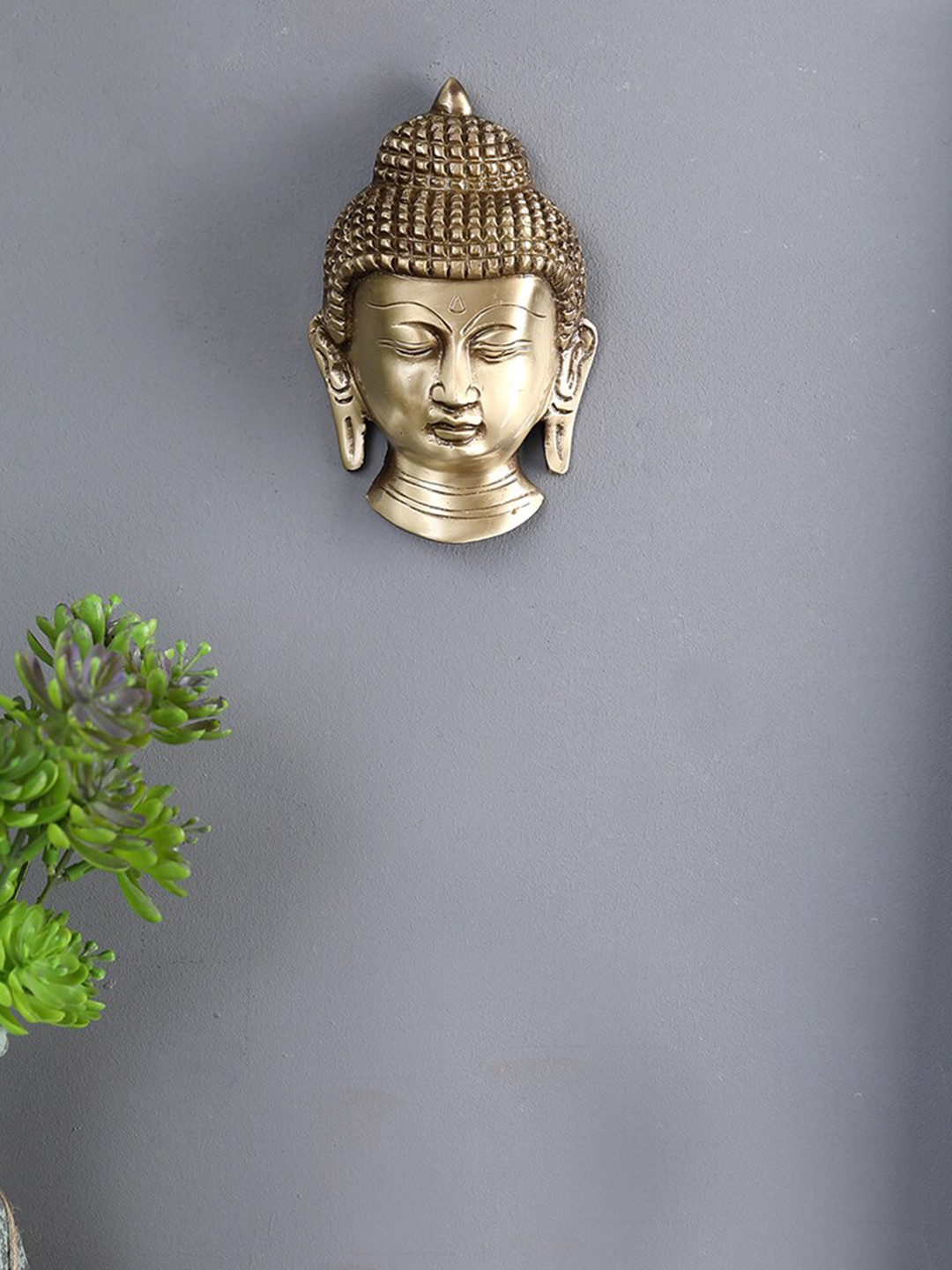 

Two Moustaches Brown Textured Buddha Face Brass Wall Hanging