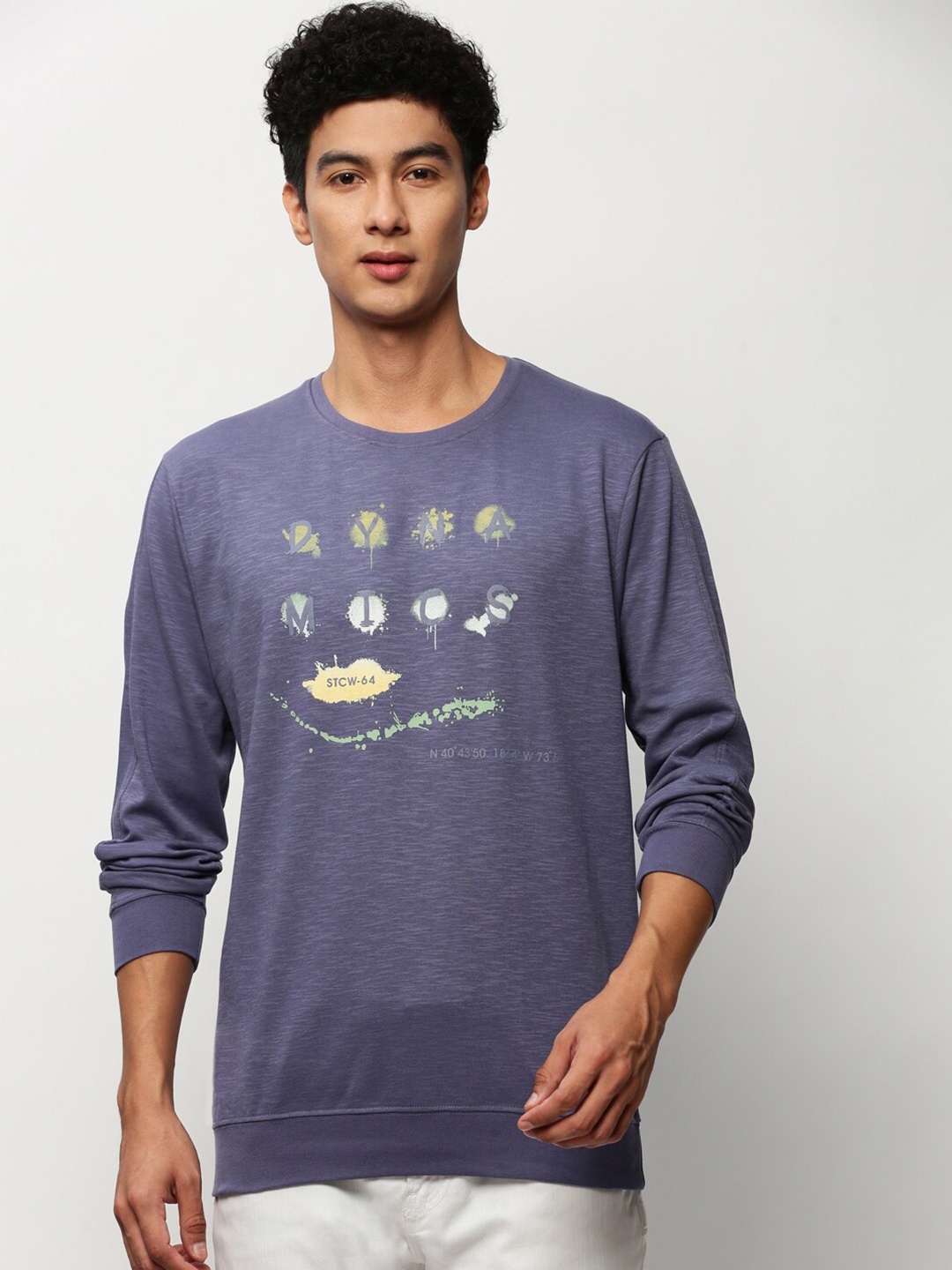 

SHOWOFF Typography Printed Cotton Sweatshirt, Purple