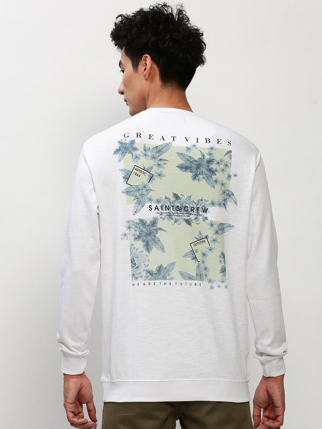 

SHOWOFF Floral Printed Cotton Sweatshirt, White